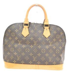 LOUIS VUITTON LV Logo Alma Hand Bag Monogram Leather Brown France
